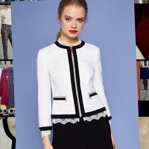 NWT Ted Baker Tweed & Lace Crop Jacket